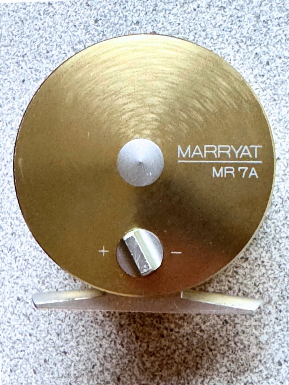 Vintage Marryat MR7A Fly Fishing Reel Gold Finish w/ Suede Case
